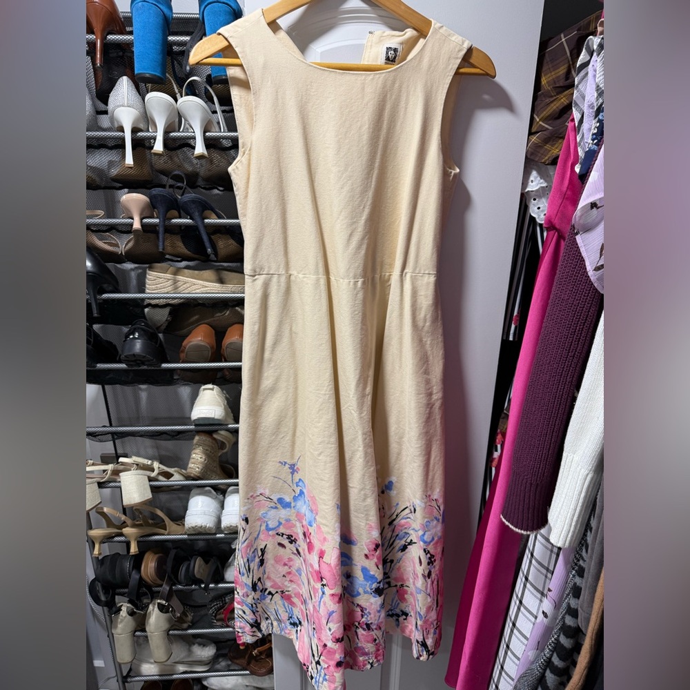 Anne Klein Cream Floral Midi Dress